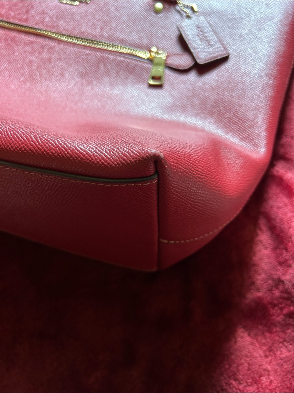 Coach 79608 Red Leather Tote with Front Zip Pocket. Beautiful bag. - Picture 3 of 8
